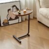 Brown C-shaped Side Table, Living Room Small Sofa Table