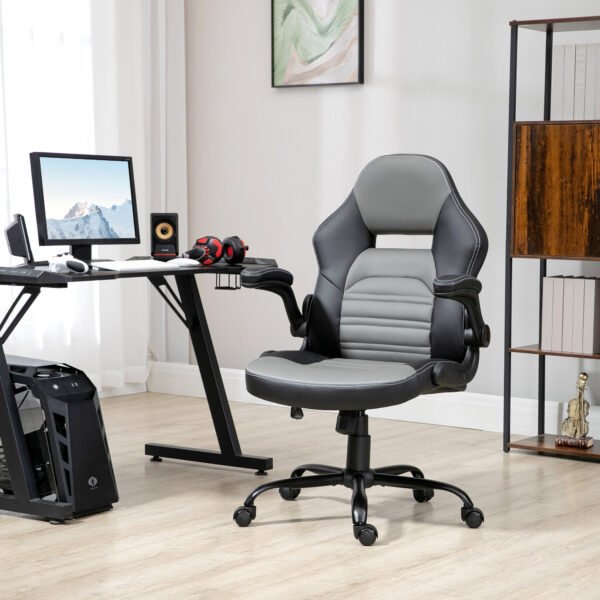 01aa998e-0952-4874-ab7c-de7765964785.jpg PU Leather Gaming Chair with Flip-up Armrests