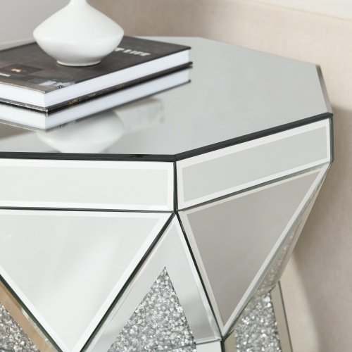 02902754-333f-4af9-9cb4-cd474c27465f.jpg Drum Style Coffee Table With Mirror Crystal Inlay,