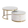 Modern 2-piece White Circular Nested Coffee Table
