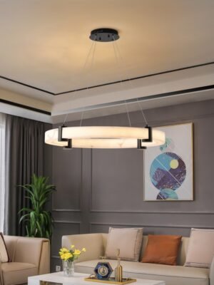 0593235c-9a52-41ce-9439-d92a6be30bce.jpg Modern LED Pendant Light, 24-Inch Round Hanging Chandelier With Adjustable Height,