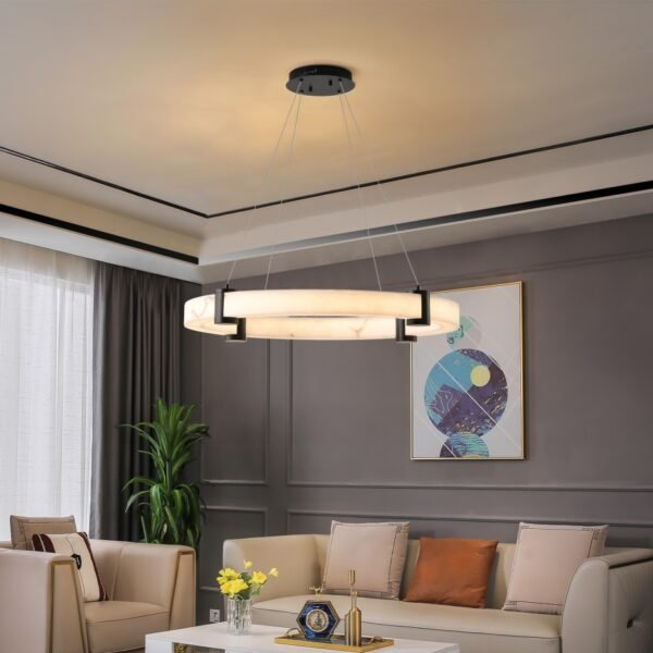 0593235c-9a52-41ce-9439-d92a6be30bce.jpg Modern LED Pendant Light, 24-Inch Round Hanging Chandelier With Adjustable Height,