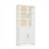 76.75  Tall Display Cabinet, With Glass Doors And LED Lights,