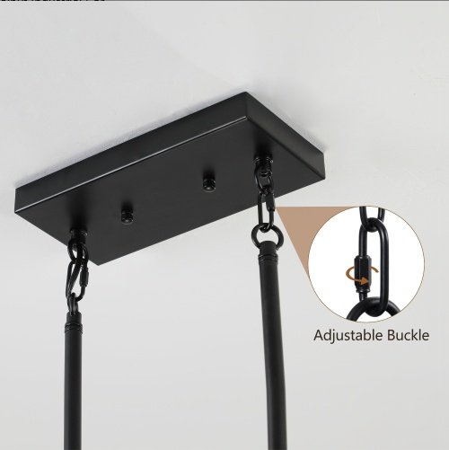 32 Inch Walnut Industrial Rectangle Pendant Light, No Bulbs