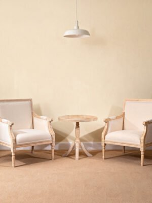 0ee2266b-24e1-4dff-93ea-087b2a271bf7.jpg French Accent Chair Traditional Wood Frame Linen Upholstery Distressed Finish Home Decor, Single