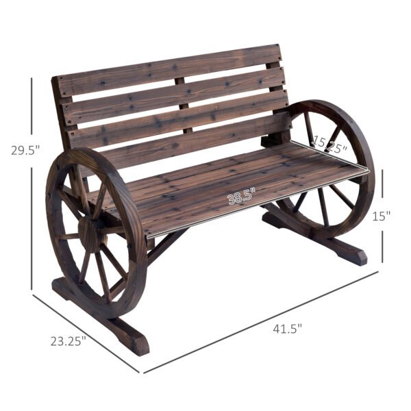 41" Wooden Wagon Wheel Bench
