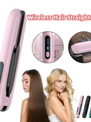 Wireless Hair Straightener Flat Iron Mini 2 IN 1 Roller