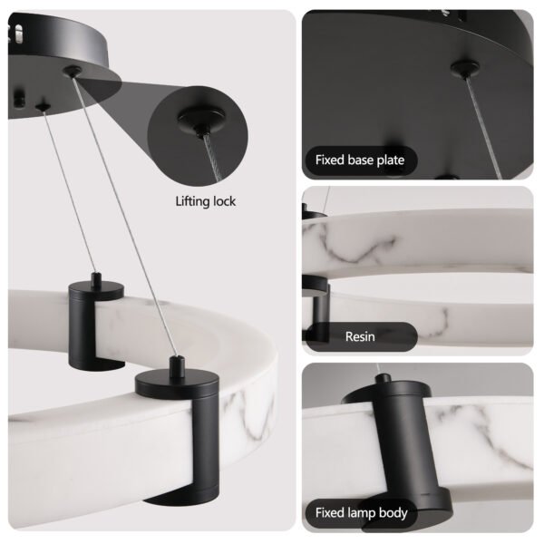 14dd042b-9350-46b0-b53e-5cd07e2d0af2.jpg Modern LED Pendant Light, 24-Inch Round Hanging Chandelier With Adjustable Height,