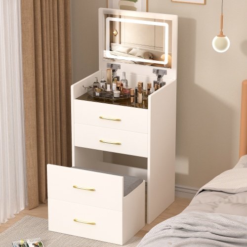 1a4001a1-5dff-48a2-aee6-fbf93337cd47.jpg 3 In 1 Vanity Desk With Open Top Mirror,
