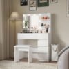 Vanity, Makeup Vanity Desk Set With Mirror & Light