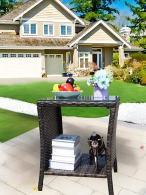Outdoor Patio Furniture 1 Coffee Table With Clear Tempered Glass