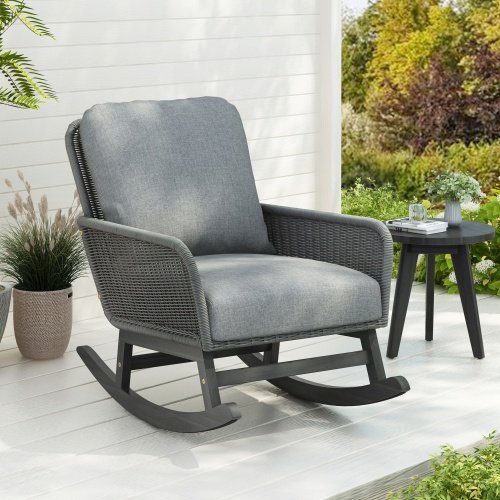 228bbd0d-cdd8-4908-b8f1-7b002b28d752.jpg Contemporary Minimalist Ivory Wicker Rocking Chair With Soft Polyester Cushions And Durable Wooden Frame,