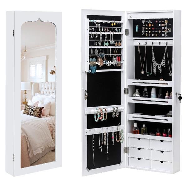 Non Full Mirror Wooden Wall Mounted Jewelry Storage Mirror Cabinet