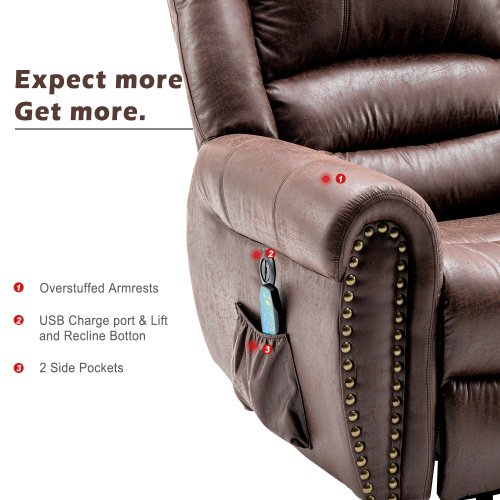 2a767105-cfcf-476f-a8e8-8df4bf5c8ff0.jpg Massage Chair Heavy Duty Electric Faux Leather Reclining Chairs With USB Port And 2 Side Pockets