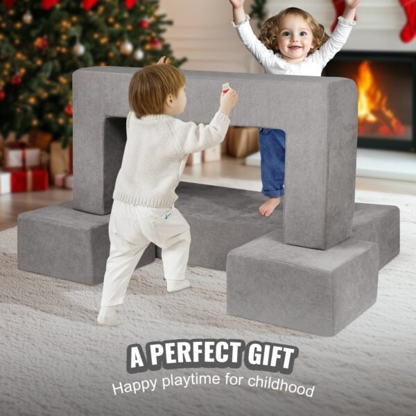 4Pcs Modular Kids Play Couch, Grey