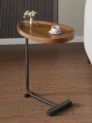 Brown C-shaped Side Table, Living Room Small Sofa Table