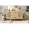 Rattan Sideboard Storage Cabinet With 2 Doors 3 Drawers