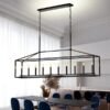 10 Lights Farmhouse Black Chandelier Rectangular Linear Pendant Lighting