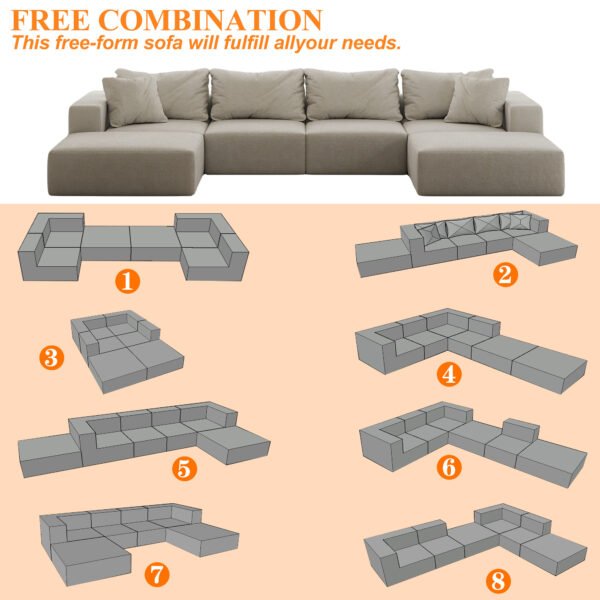 Oversized Sponge Cloud Sofa,Modern Upholstered Sectional Sofa Couch Set