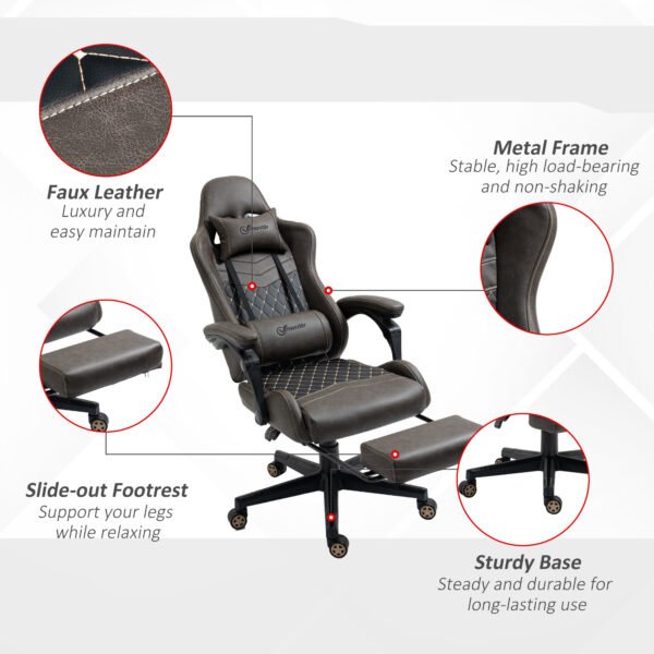 Racing Gaming Chair Diamond PU Leather Office Gamer Chair High Back Swivel Recliner with Footrest