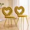 Set Of 2 Unique Heart Bubble Tufted Accent Chair,