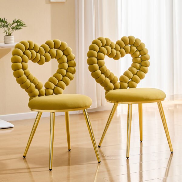 Set Of 2 Unique Heart Bubble Tufted Accent Chair,
