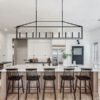 10 Lights Farmhouse Black Chandelier Rectangular Linear Pendant Lighting