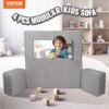 4Pcs Modular Kids Play Couch, Grey