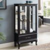 4310d8aa-b55f-43d8-9721-59a33b79a658.jpg Lighted Curio Cabinet With Glass Doors And Adjustable Shelves 2 Door Wine Cabinet Display