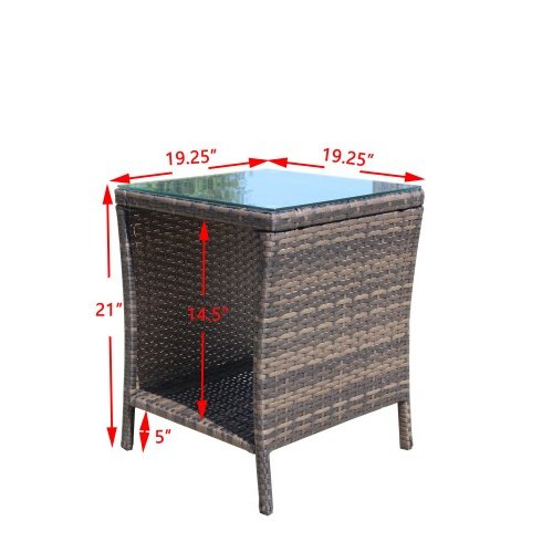Outdoor Patio Furniture 1 Coffee Table With Clear Tempered Glass