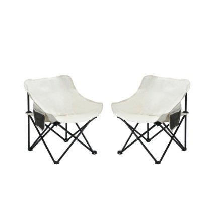 2PCS Outdoor Camping Chairs Folding Portable, Carry Bag ,Beige