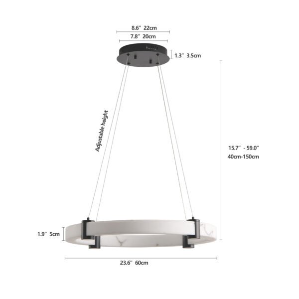 47532bcd-d637-409d-a3f1-eb6f3a50c23a.jpg Modern LED Pendant Light, 24-Inch Round Hanging Chandelier With Adjustable Height,
