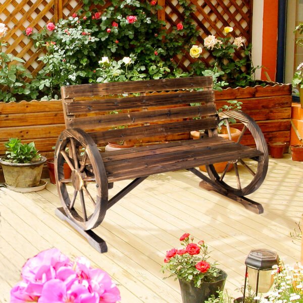 41" Wooden Wagon Wheel Bench