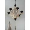6 - Light Wood Chandelier With Adjustable Chain , Bulb Not Included