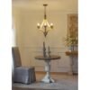 6 - Light Wood Chandelier With Adjustable Chain , Bulb Not Included