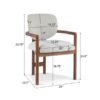 Dining Chairs Set Of 2 Upholstered Arm Chairs, Rubber Wood Accent Chairs Beige Fabric Seating, 300 LBS Weight Capacity