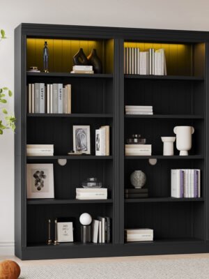 83 Tall Wood Bookcase Suite With Light Strip