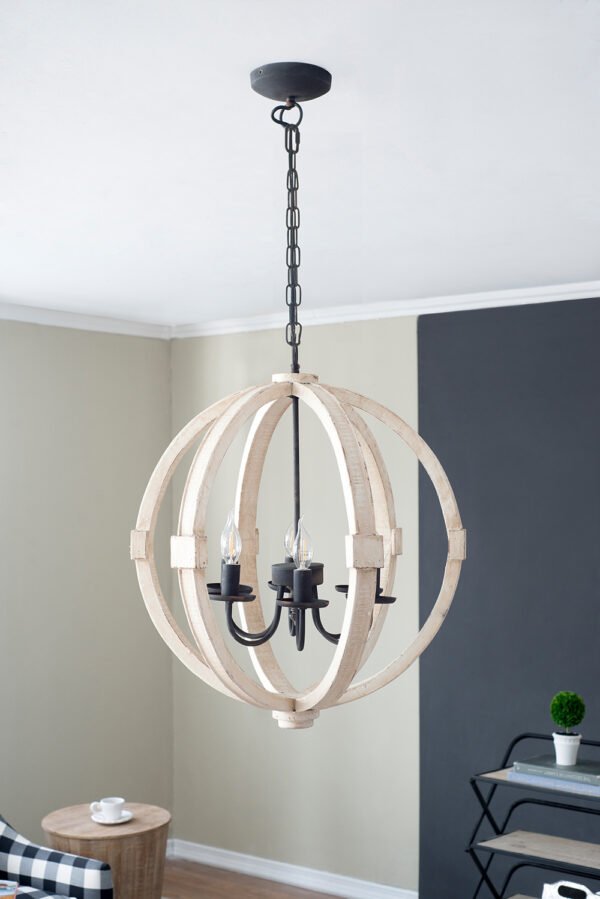 5b55ebba-da3f-4c75-bf42-f94bc4408380.jpg 6 - Light Wood Chandelier With Adjustable Chain For Kitchen, Dining Hall Entrance, Bulb Not Included