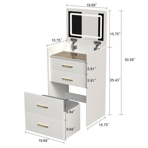63a6d3fe-9904-46cf-af09-e23c7acaafdc.jpg 3 In 1 Vanity Desk With Open Top Mirror,