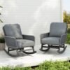 63d69de9-694a-4552-9aa3-a0937c9eee0f.jpg Contemporary Minimalist Ivory Wicker Rocking Chair With Soft Polyester Cushions And Durable Wooden Frame,