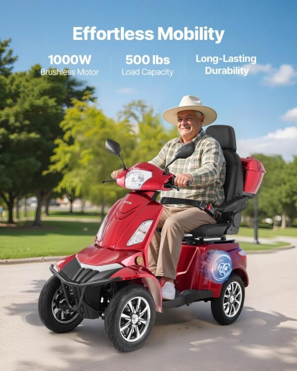 Heavy Duty 4-Wheel Mobility Scooters For Seniors & Adults,