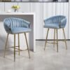 6d28a625-742c-4d32-9bdf-ab78a7d3c41f.jpg 26 Counter Height Bar Stools Velvet Kitchen Island Counter Bar Stool With Hand- Wave Back,golden Chromed Base And Footrest