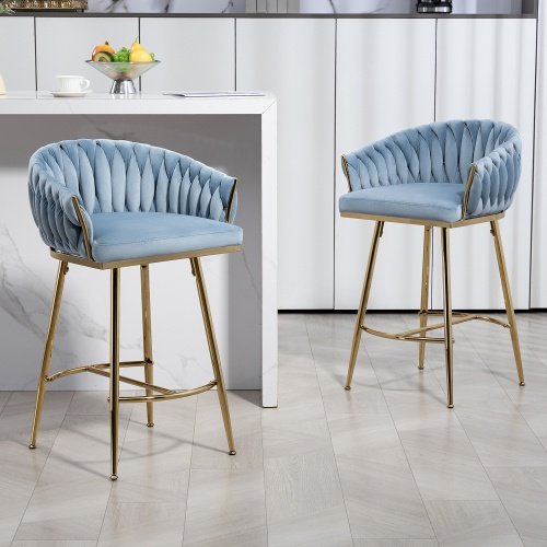 6d28a625-742c-4d32-9bdf-ab78a7d3c41f.jpg 26 Counter Height Bar Stools Velvet Kitchen Island Counter Bar Stool With Hand- Wave Back,golden Chromed Base And Footrest