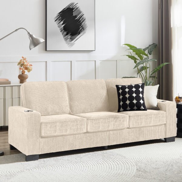 83.86 Corduroy Fabric Sofa,Modern Compressed Couch