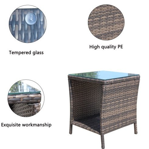 Outdoor Patio Furniture 1 Coffee Table With Clear Tempered Glass