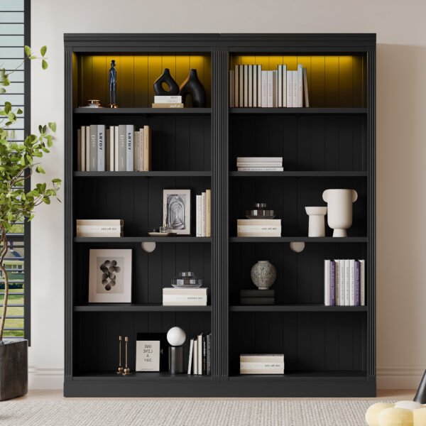73881e45-2155-4819-84a1-06ed1856f484.jpg 83 Tall Wood Bookcase Suite With Light Strip