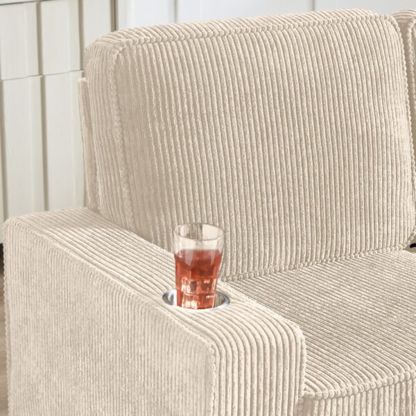 83.86 Corduroy Fabric Sofa,Modern Compressed Couch
