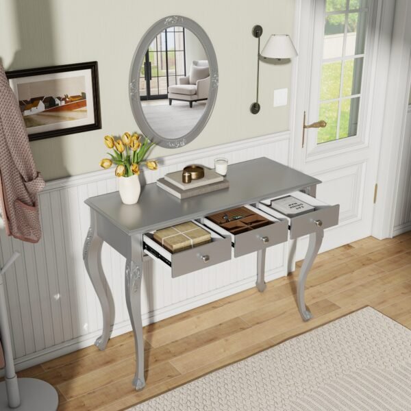 Luxury Makeup Vanity Desk With Oval Mirror
