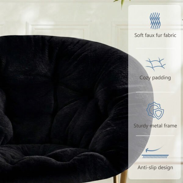 Comfortable Disc Chairs Faux Fur Furniture Bedroom Living Room  Size White