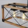 32 Inch Walnut Industrial Rectangle Pendant Light, No Bulbs